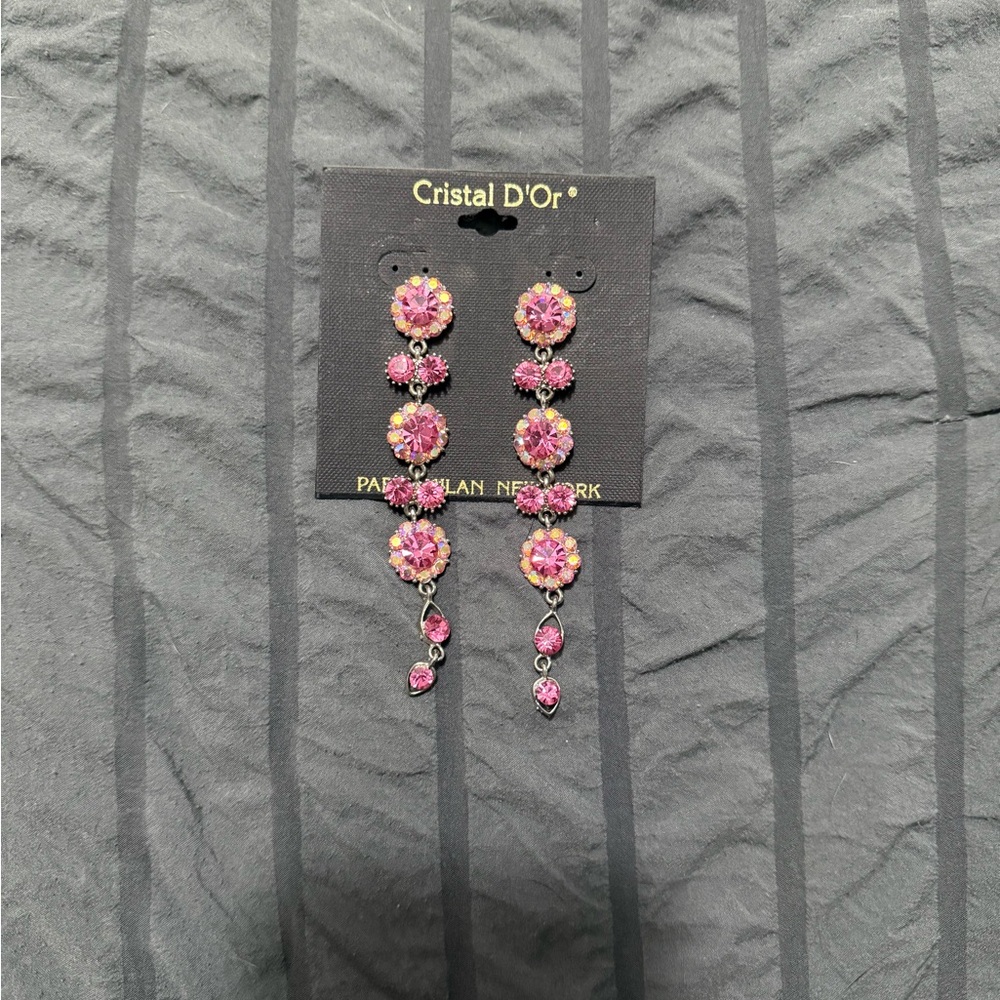 Pink and Gold Drop Earrings